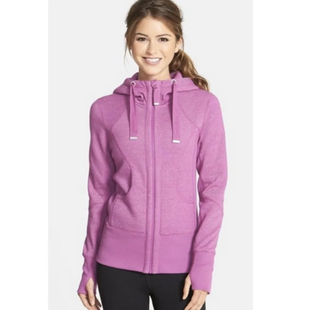 Zella Moon Dust Hooded Zip Front Jacket Hoodie Pink/Purple, L - Picture 11 of 13